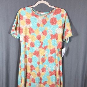 NWT Lularoe Maria Floor Length Pastel Roses Dress - Sz M